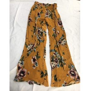 Mustard yellow purple floral pants